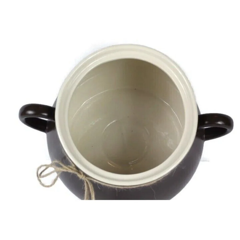 Parini Dark Brown Ceramic Handled Chili Pot w/ Lid 5 Quart